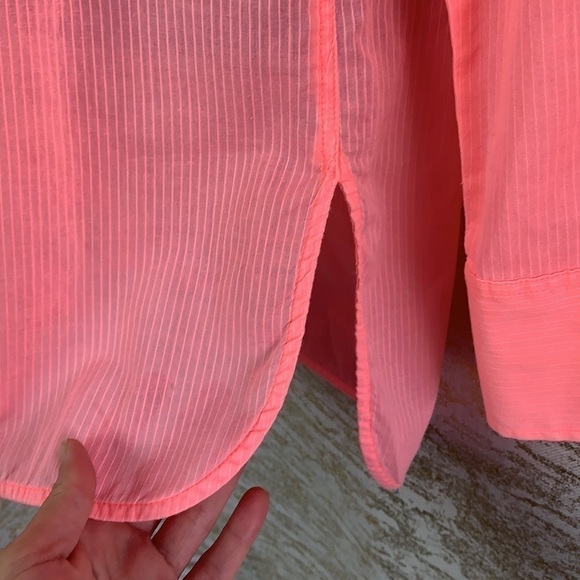 J.Crew Neon Coral Grosgrain Grain Ribbon Long Sleeve Blouse Size 0 - Picture 7 of 15